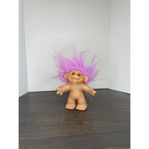 Vintage Troll Doll DAM Norfin 1986 Purple Lavender Hair 5" Tall